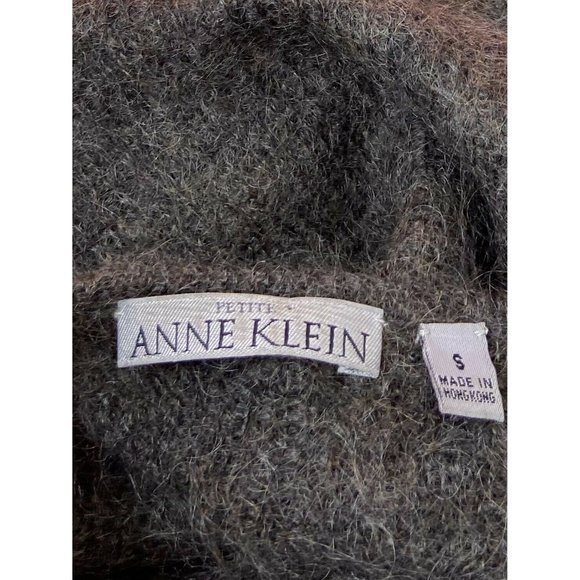 Vintage Anne Klein Sweater Top Fuzzy Knit Crewneck Short Sleeve Brown Small - Picture 9 of 9